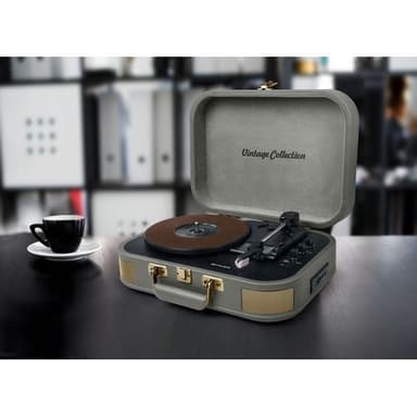 MT-201 BTG Pladespiller Stereoanlæg BT USB vintage Tope Grey