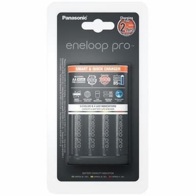 Panasonic eneloop Basic Batterioplader 1-4 AA/AAA, 4 x R6/AA 2500 mAh sort inkl.