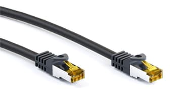 RJ45 netværkskabel S/FTP (PiMF), 500 MHz, med CAT 7 råkabel, sort, 0,25 m