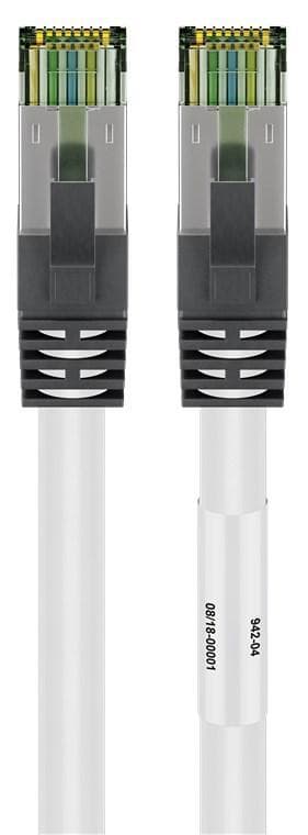 RJ45 (CAT 6A, 500 MHz) patchkabel med CAT 8.1 S/FTP råkabel, hvid