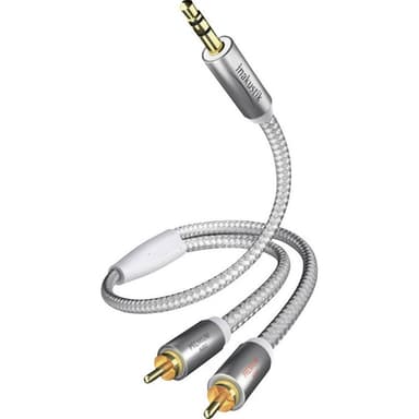 Inakustik 00410005 Phono / Jack Audio Tilslutningskabel [2x Cinch-stik - 1x Jackstik 3,5 mm] 5.00 m Hvid, Sølv