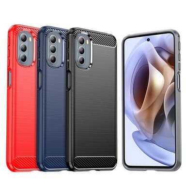 SKALO Moto G31 / G41 Armor Carbon Stødsikker TPU-cover - Rød