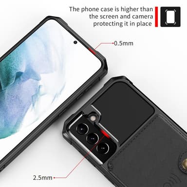 SKALO Samsung S22+ Stødsikker cover med pung - Sort