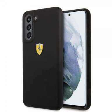 Ferrari Samsung Galaxy S21 FE Cover Metal Logo Sort