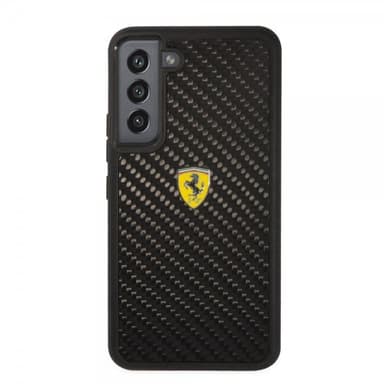 Ferrari Samsung Galaxy S22 Plus Cover Real Carbon Metal Logo Sort
