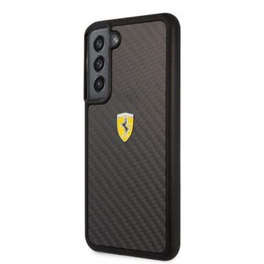 Ferrari Samsung Galaxy S22 Plus Cover Real Carbon Metal Logo Sort