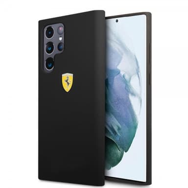 Ferrari Samsung Galaxy S22 Ultra Cover Metal Logo Sort