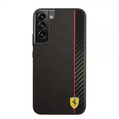 Ferrari Samsung Galaxy S22 Plus Cover Vertical Stripe Metal Logo  Sort