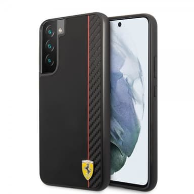 Ferrari Samsung Galaxy S22 Plus Cover Vertical Stripe Metal Logo  Sort
