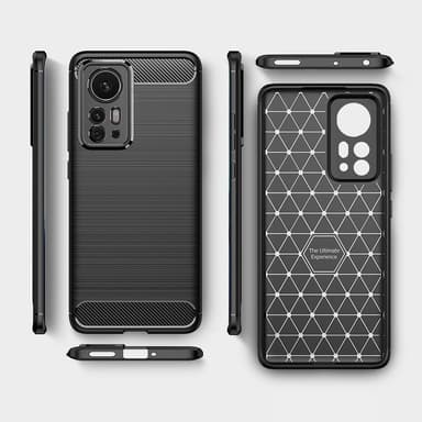 Xiaomi 12 Pro Kulfiber Tekstur TPU-kabinet - Sort