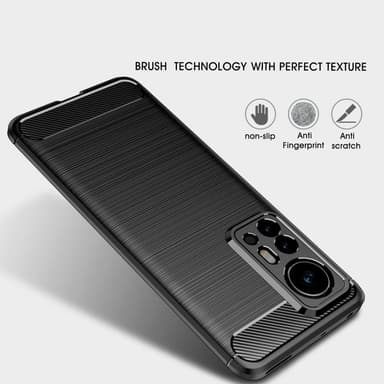 Xiaomi 12 Pro Kulfiber Tekstur TPU-kabinet - Sort