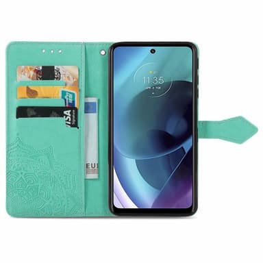 SKALO Moto G51 Mandala Flip Cover - Turkis