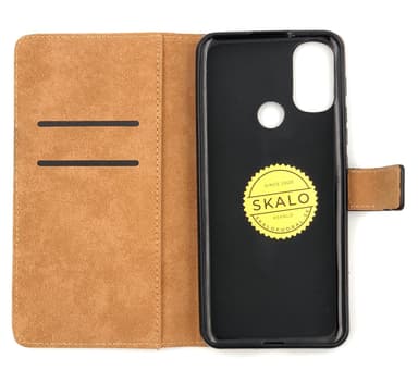 SKALO Moto E20/E30/E40 Flip Cover m. Pung i Ægte Læder - Rød