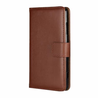 SKALO Moto E20/E30/E40 Flip Cover m. Pung i Ægte Læder - Brun