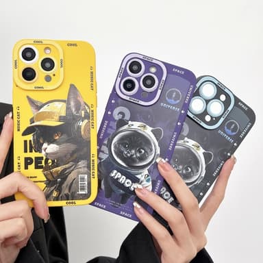 TPU telefon cover Cover til iPhone 15 Cover Cat - Lilla