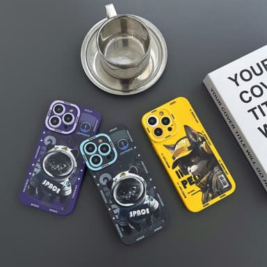 TPU telefon cover Cover til iPhone 15 Pro Max Cover Cat - Lilla