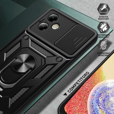 SKALO Motorola Moto G14 Armor Hybrid Metal Ring Camera Slider - Grøn