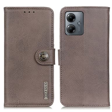 SKALO Motorola Moto G14 KHAZNEH Premium Pungetui i PU-læder - Khaki