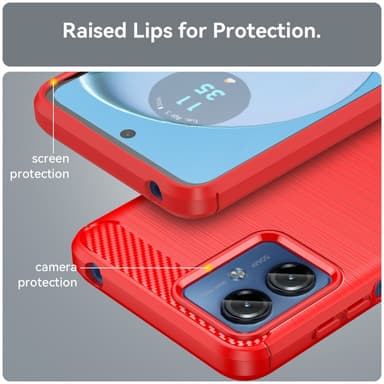SKALO Motorola Moto G14 Armor Carbon Stødsikker TPU-cover - Rød
