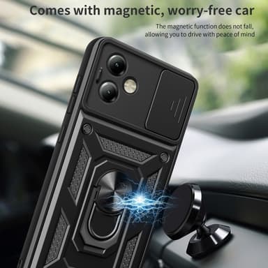 SKALO Motorola Moto G14 Armor Hybrid Metal Ring Camera Slider - Grøn