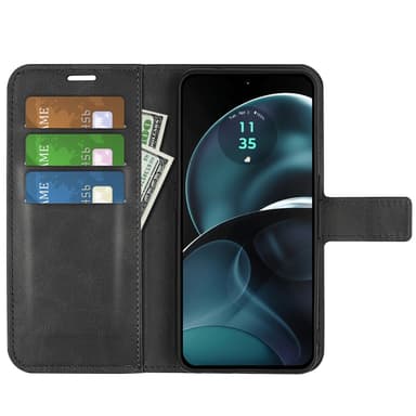SKALO Motorola Moto G14 Premium Wallet Flip Cover - Sort