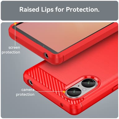 SKALO Sony Xperia 5 V Armor Carbon Stødsikker TPU-cover - Rød