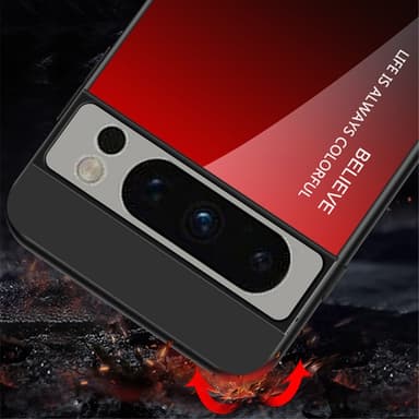 SKALO Google Pixel 8 Pro Gradient Hærdet glas TPU Cover - Rød