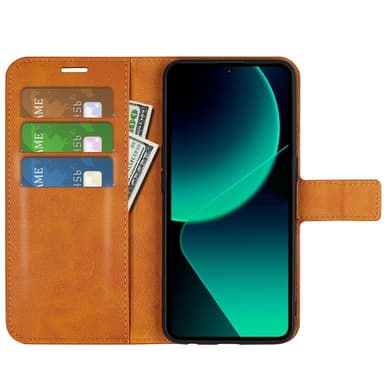 SKALO Xiaomi 13T/13T Pro Premium Wallet Flip Cover - Lys brun