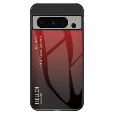 SKALO Google Pixel 8 Pro Gradient Hærdet glas TPU Cover - Rød