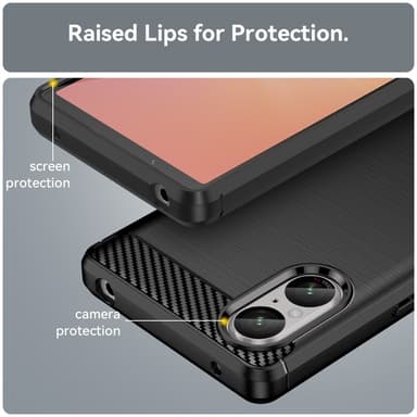 SKALO Sony Xperia 5 V Armor Carbon Stødsikker TPU-cover - Sort