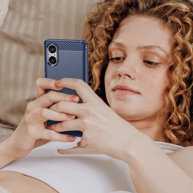 SKALO Sony Xperia 5 V Armor Carbon Stødsikker TPU-cover - Blå