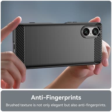SKALO Sony Xperia 5 V Armor Carbon Stødsikker TPU-cover - Sort