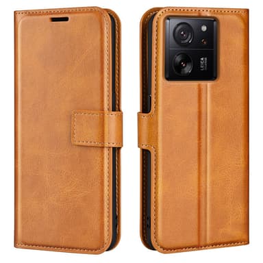 SKALO Xiaomi 13T/13T Pro Premium Wallet Flip Cover - Lys brun