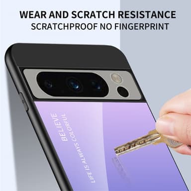 SKALO Google Pixel 8 Pro Gradient Hærdet glas TPU Cover - Rød