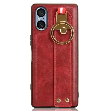 SKALO Sony Xperia 5 V PU-læderskal med håndrem - Rød