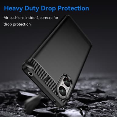 SKALO Sony Xperia 5 V Armor Carbon Stødsikker TPU-cover - Sort