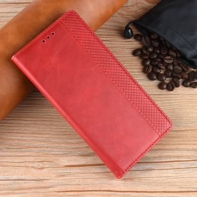 SKALO Xiaomi Redmi 12 4G/5G Premium Pungetui med prægning - Rød