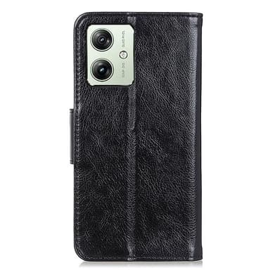 Nappa Texture Split Wallet Stativbetræk til Motorola Moto G54 - Sort
