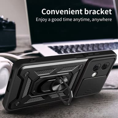 SKALO Motorola Moto G84 5G Armor Hybrid Magnet Ring Camera Slider - Sort