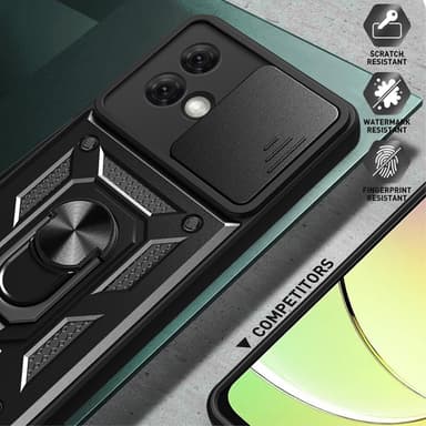 SKALO Motorola Moto G84 5G Armor Hybrid Magnet Ring Camera Slider - Sort