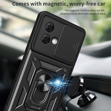 SKALO Motorola Moto G84 5G Armor Hybrid Magnet Ring Camera Slider - Sort
