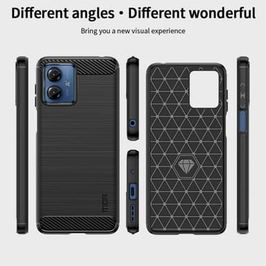 MOFI Motorola Moto G14 Kulfiber tekstur Etui Børstet - Sort