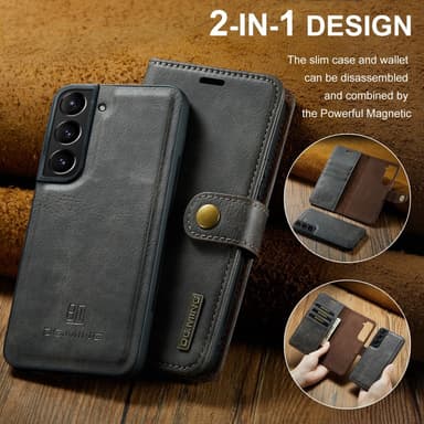 DG MING Samsung S24+ 2-i-1 Magnet Pungetui - Grå