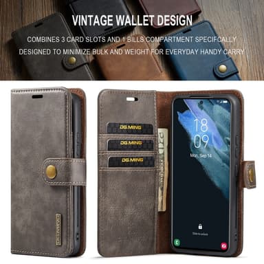 DG MING Samsung S24+ 2-i-1 Magnet Pungetui - Grå