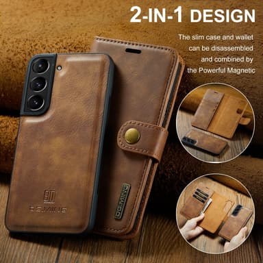 DG MING Samsung S24+ 2-i-1 Magnet Pungetui - Brun
