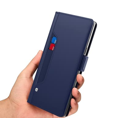 SKALO Samsung S24 Kortholder Mirror Flip Cover - Blå