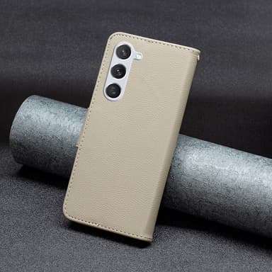 SKALO Samsung S24 Litchi Flip Cover - Grå