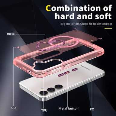 SKALO Samsung S24 Transparent TPU Magnet/Metal Cover - Pink