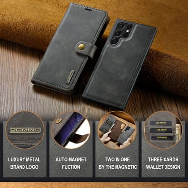 DG MING Samsung S24 Ultra 2-i-1 Magnet Pungetui - Grå