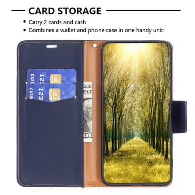 SKALO Samsung S24 Litchi Flip Cover - Mørkeblå